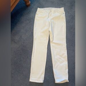 Liz Claiborne, Sara Mid Rise Slim Leg white stretch Jeans, US Women's 10